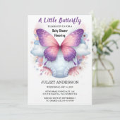Bug Boho Soft Glow Live Butterfly Baby Shower 招待状 (スタンド正面)