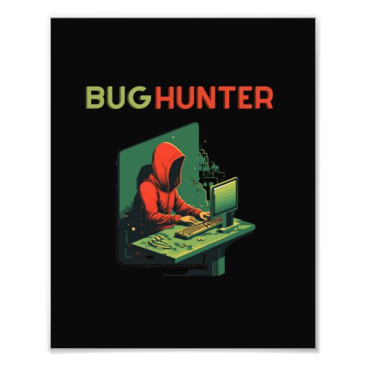 BUG HUNTER、プログラミング、ソフトウェアエンジニア フォトプリント (正面)