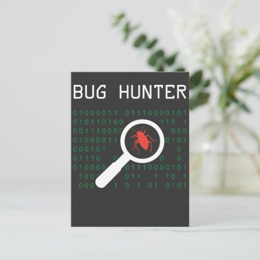 Bug Hunter error coderコンピュータ開発者IT管理者 ポストカード (スタンド正面)