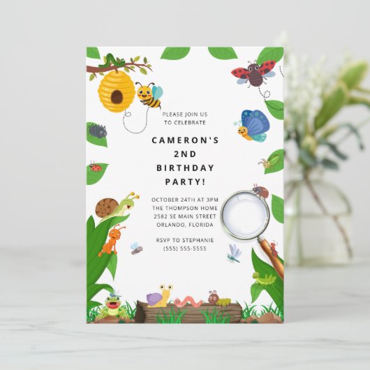 Bug Insect Boy Birthday Invitation 招待状 (スタンド正面)