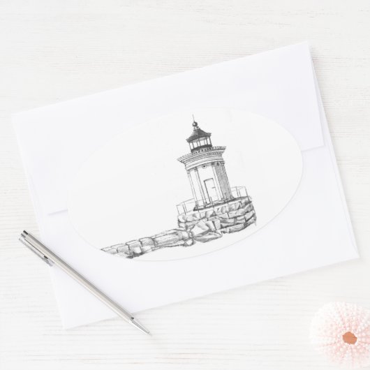 Bug Light Sketch 楕円形シール (封筒)
