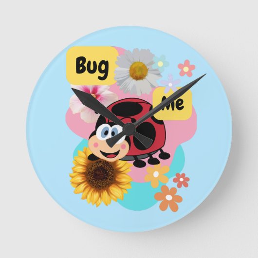 Bug Me: Ladybug ラウンド壁時計 (正面)