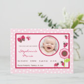 Bug Photo Birth Announcement 5x7果実の庭の女性 案内状 (スタンド正面)