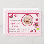 Bug Photo Birth Announcement 5x7果実の庭の女性 案内状 (正面/裏面)