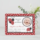 Bug Photo Birth Announcement 5x7深紅の女性 案内状 (スタンド正面)