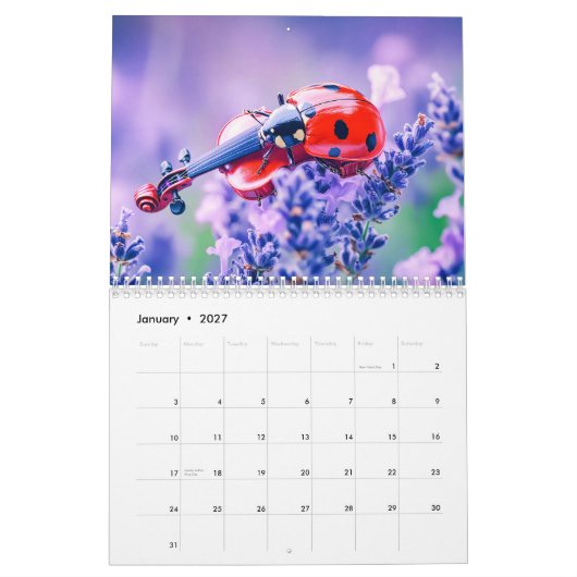 Bug Symphony – Musical Insects in Bloom カレンダー (1月 2027)