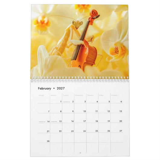 Bug Symphony – Musical Insects in Bloom カレンダー (2月 2027)