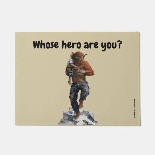 Bugbear Hero救助子供のファンタジーアートドアマット ドアマット (正面)