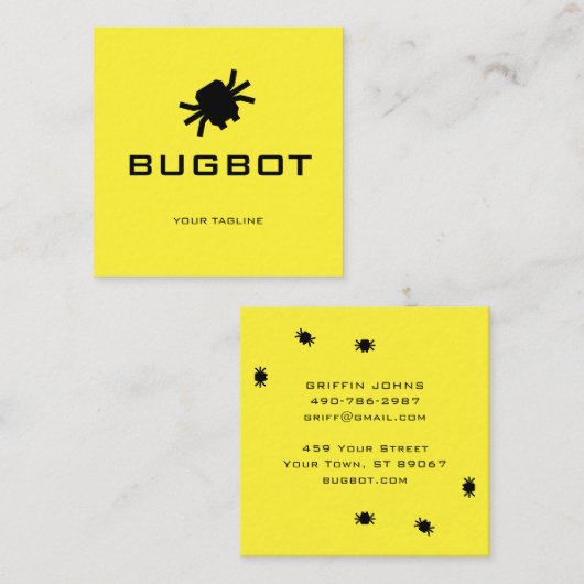 Bugbot Logo | Tech or Robotics Brand スクエア名刺 (正面/裏面)