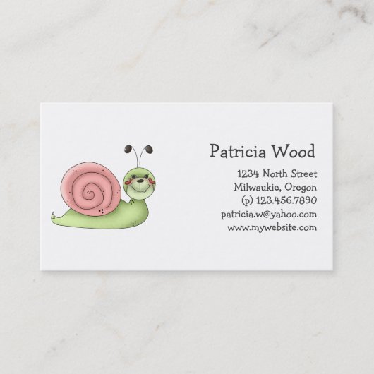 Buggin · 緑及びピンクのかたつむり 名刺 (正面)