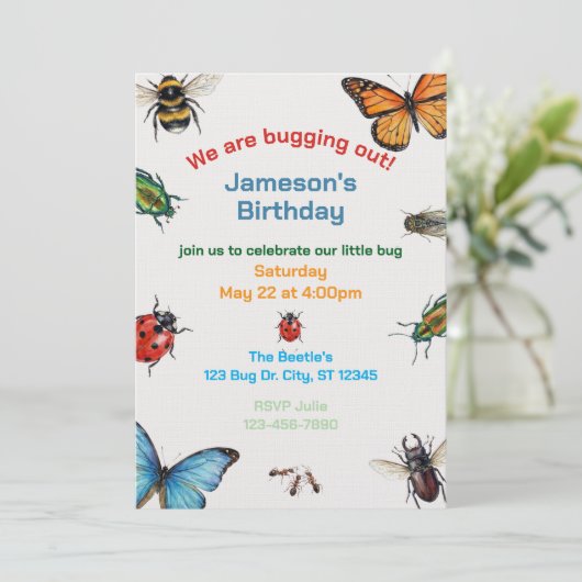 Bugging Out Kids Illustrated Birthday 招待状 (スタンド正面)