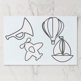Bugle Plane Boat Air Balloon Kids Coloring Sheets  ペーパーパッド