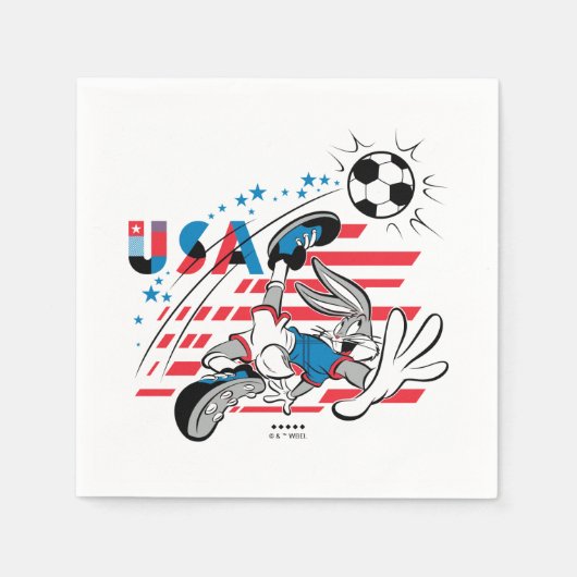 BUGS BUNNY™ アメリカ代表サッカーデザイン スタンダードカクテルナプキン (正面)