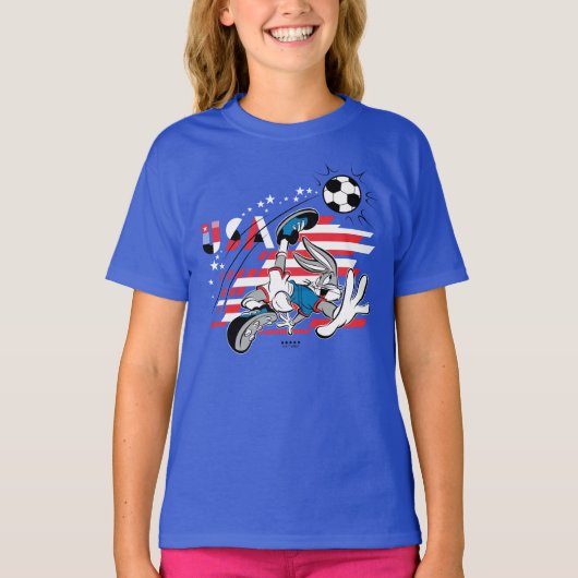 BUGS BUNNY™ アメリカ代表サッカーデザイン Tシャツ (正面)