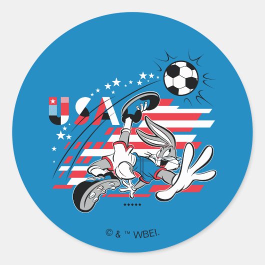 BUGS BUNNY™ アメリカ代表 サッカー グラフィック ラウンドシール (正面)