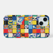 BUGS BUNNY™ カラフルな名前と顔のチェッカーパターン iPhone 15ケース (裏面横)