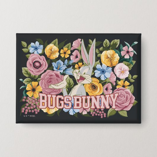 BUGS BUNNY™ フラワーステッチグラフィック 缶バッジ (正面)