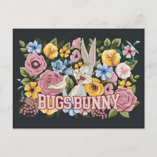 BUGS BUNNY™ フラワー刺繍グラフィック ポストカード (正面)