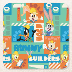BUGS BUNNY BUILDERS™ キャラクターグリッドパターン スクエアペーパーコースター