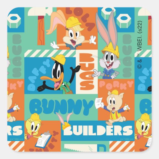 BUGS BUNNY BUILDERS™|キャラクターグリッド柄 スクエアシール (正面)