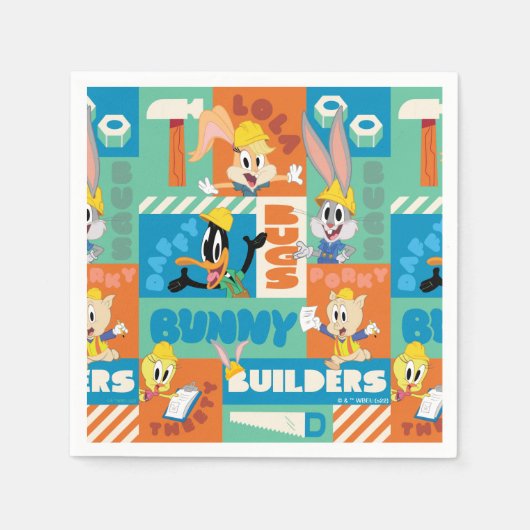 BUGS BUNNY BUILDERS™|キャラクター格子模様 スタンダードカクテルナプキン (正面)