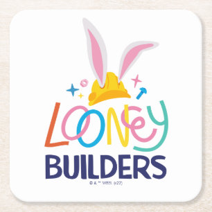 BUGS BUNNY BUILDERS™ ヘルメット積み重ねロゴ スクエアペーパーコースター