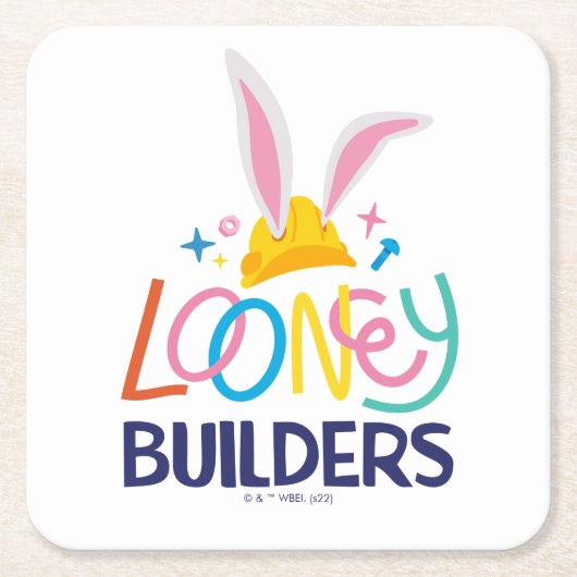 BUGS BUNNY BUILDERS™| ヘルメット積み重ねロゴ スクエアペーパーコースター (正面)