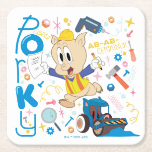 BUGS BUNNY BUILDERS™ ポーキー・ピッグの仕事道具 スクエアペーパーコースター