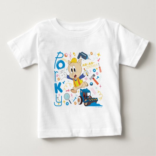 BUGS BUNNY BUILDERS™| ポーキー・ピッグの工事用工具 ベビーTシャツ (正面)