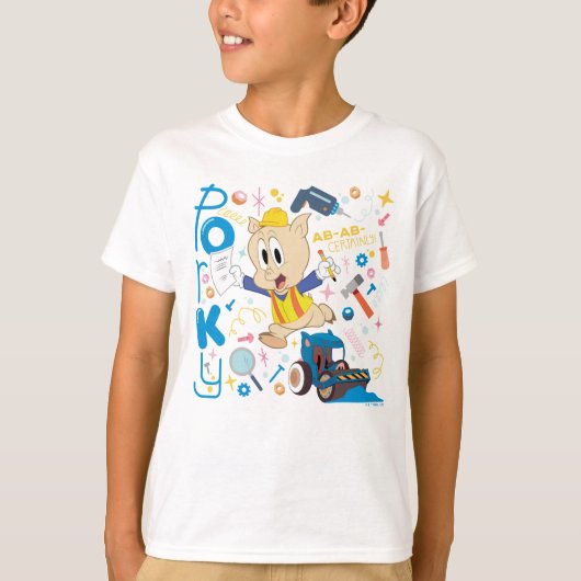 BUGS BUNNY BUILDERS™| ポーキー・ピッグの工事用工具 Tシャツ (正面)