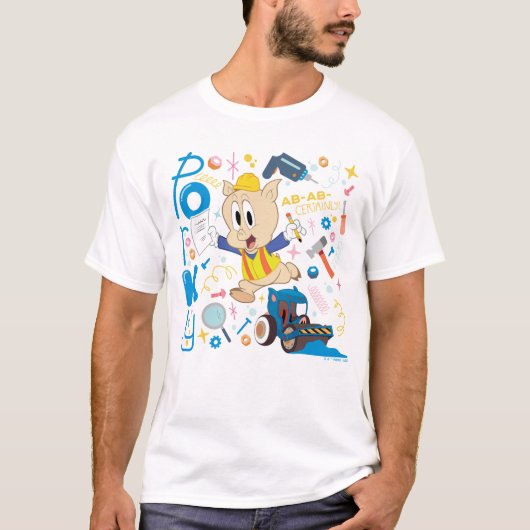 BUGS BUNNY BUILDERS™| ポーキー・ピッグの工事用工具 Tシャツ (正面)