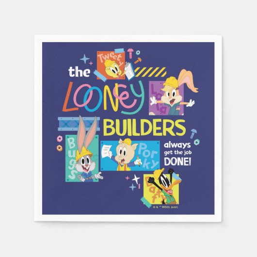 BUGS BUNNY BUILDERS™| ルーニー・ビルダーズ・コラージュ スタンダードカクテルナプキン (正面)