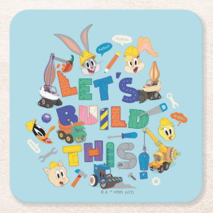 BUGS BUNNY BUILDERS™ 「レッツ・ビルド・ディス」コラージュ スクエアペーパーコースター