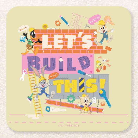 BUGS BUNNY BUILDERS™| 「レッツ・ビルド・ディス」建設現場 スクエアペーパーコースター (正面)