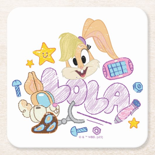 BUGS BUNNY BUILDERS™| ローラ・スケッチアート スクエアペーパーコースター (正面)
