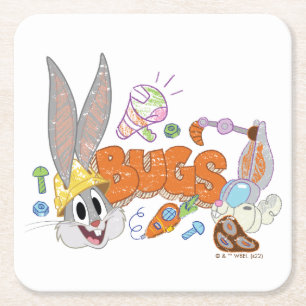 BUGS BUNNY BUILDERS™ BUGS BUNNY™ スケッチアート スクエアペーパーコースター