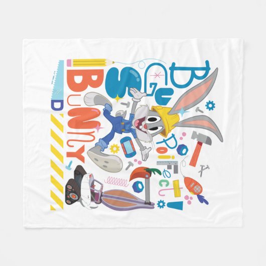BUGS BUNNY BUILDERS™| BUGS BUNNY™ Work Tools フリースブランケット (正面(横))