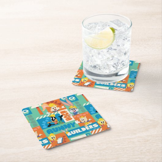 BUGS BUNNY BUILDERS™| Character Grid Pattern スクエアペーパーコースター (インサイチュ)