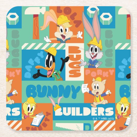 BUGS BUNNY BUILDERS™| Character Grid Pattern スクエアペーパーコースター (正面)