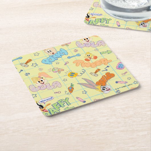 BUGS BUNNY BUILDERS™| Character Sketch Pattern スクエアペーパーコースター (アングル)