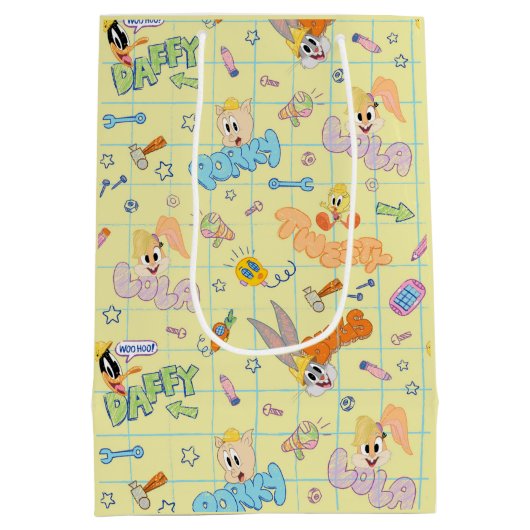 BUGS BUNNY BUILDERS™| Character Sketch Pattern ミディアムペーパーバッグ (裏面)