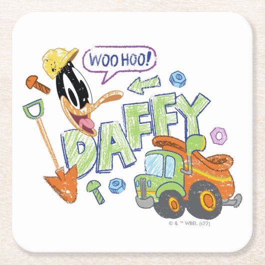 BUGS BUNNY BUILDERS™| DAFFY DUCK™ スケッチアート スクエアペーパーコースター (正面)