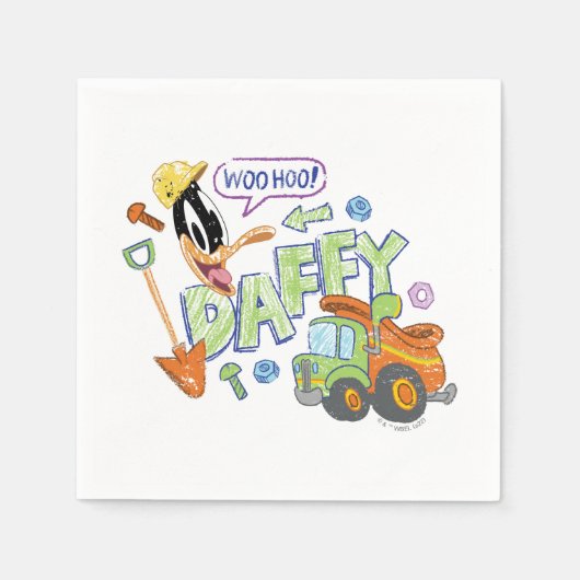 BUGS BUNNY BUILDERS™| DAFFY DUCK™ スケッチアート スタンダードカクテルナプキン (正面)