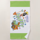 BUGS BUNNY BUILDERS™| DAFFY DUCK™ Sketch Art ビーチタオル (正面)