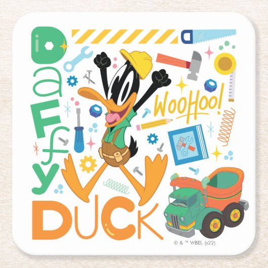 BUGS BUNNY BUILDERS™| DAFFY DUCK™ Work Tools スクエアペーパーコースター (正面)