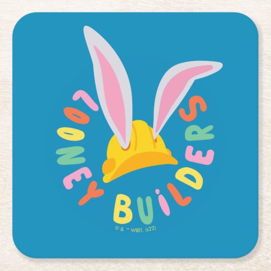 BUGS BUNNY BUILDERS™| Hard Hat Circle Logo スクエアペーパーコースター (正面)