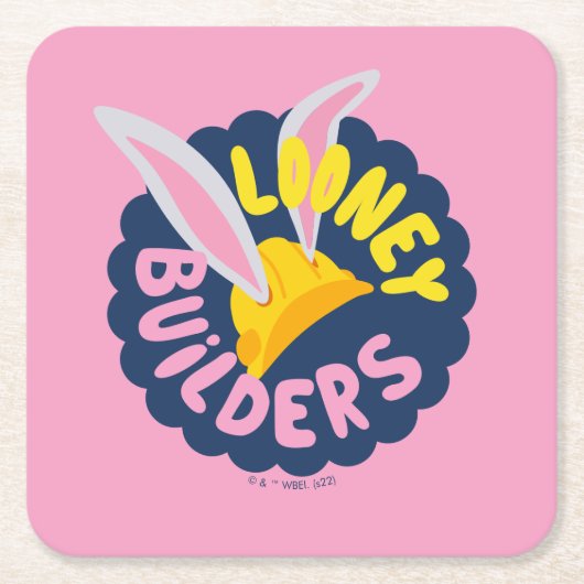BUGS BUNNY BUILDERS™| Hard Hat Scalloped Logo スクエアペーパーコースター (正面)