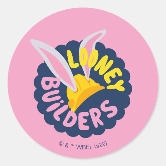 BUGS BUNNY BUILDERS™| Hard Hat Scalloped Logo ラウンドシール (正面)
