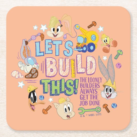 BUGS BUNNY BUILDERS™| "Let's Build This" Sketch スクエアペーパーコースター (正面)