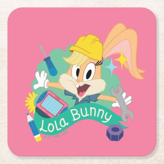 BUGS BUNNY BUILDERS™| Lola Bunny Character Graphic スクエアペーパーコースター (正面)